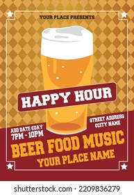 happy hour celebration party poster flyer social media post template design