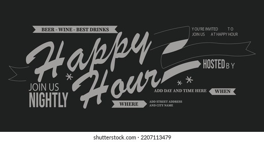 happy hour celebration party web banner social media post flyer design