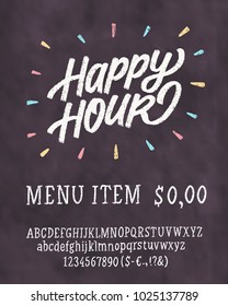 Happy hour. Chalkboard sign template.