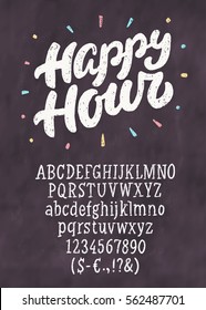 Happy hour. Chalkboard sign template.