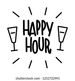 Happy Hour Description Bar Poster Lettering Stock Vector (Royalty Free ...