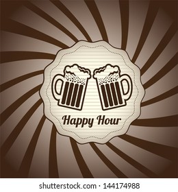 happy hour design over grunge background vector illustration