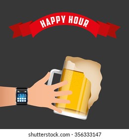 happy hour design, vector illustration eps10 graphic 