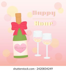 happy hour drink advertisement, vector illustration