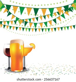 Happy hour drinks bunting background for ads,  flier, signage, promotion, greeting card, blog, invitation, marketing, bar, restaurant, party, web page, wallpaper, poster, billboard, brochure, menu