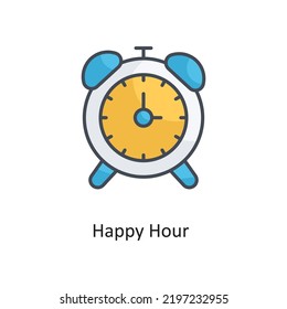 Happy Hour  Filled Outline Vector Icon Design illustration on White background. EPS 10 File