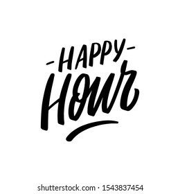 Happy hour hand lettering for banner, special offer. Big sale banner.