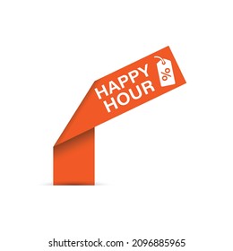 Happy hour icon in flat style. Discount tag vector illustration on isolated background. Special offer sign business concept.