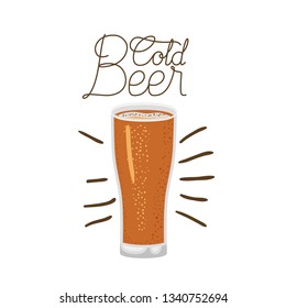 happy hour label with beer isolated icon