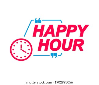 Happy Hour Labels Speech Bubbles Clock Stock Vector (royalty Free 