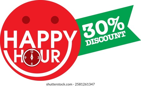 happy hour logo with clock icon