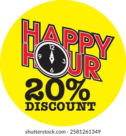 happy hour logo with clock icon