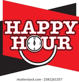 happy hour logo with clock icon