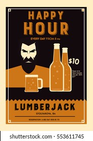 Happy Hour Lumberjack Bar Poster