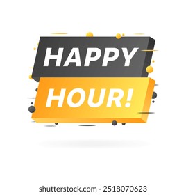Happy hour message icon. Flat style. Vector icon.