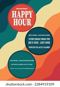 happy hour night  flyer poster social media post design