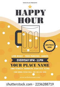 happy hour night party flyer poster social media post design