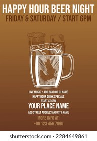 happy hour night party  flyer poster or social media post design