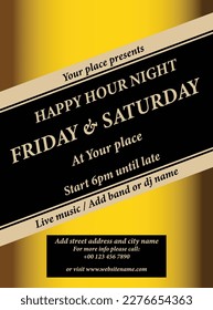 happy hour night party poster flyer social media post design