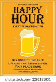 happy hour night party  poster  flyer social media post design