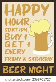 Happy hour night  poster flyer social media post design