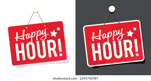 Happy hour on door sign