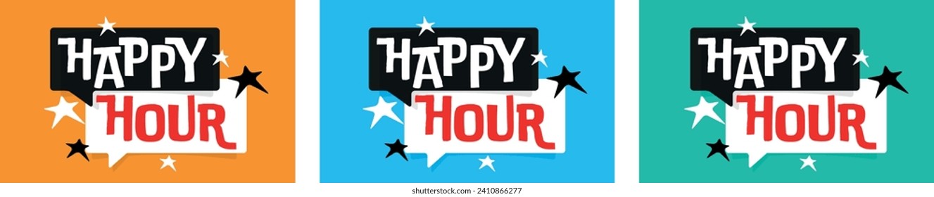 Happy hour on speech bubble
