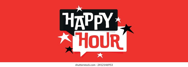 Happy hour on speech bubble