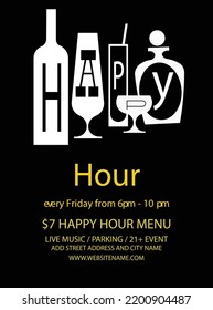 happy hour party celebration poster flyer or social media post template design