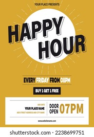 happy hour party flyer poster social media post design