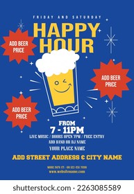 happy hour party flyer poster social media post design