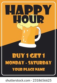 Happy hour party flyer poster or social media post design