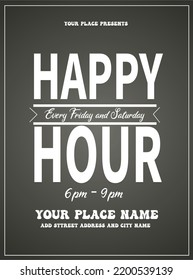 happy hour party poster flyer or social media post design
