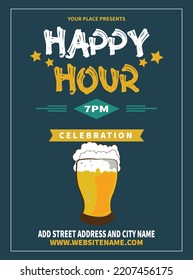 happy hour party poster flyer or social media post design