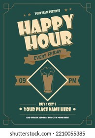 happy hour party poster flyer social media post template design