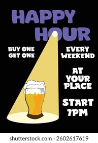 happy hour party poster  flyer or social media post design