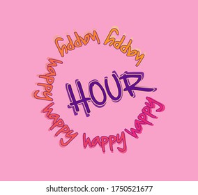  Happy Hour pink gradient circle icon style sticker
