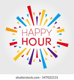 Happy Hour. Poster, Banner, Greeting Template. Vector Illustration