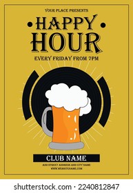 happy hour poster flyer social media post design