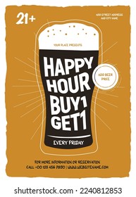 happy hour poster flyer social media post design