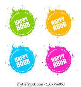 Happy hour round blot icon vector illustration isolated on white background