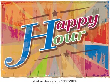 Happy Hour Sign Board Illustration.