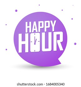 Happy Hour, speech bubble, banner design template, sale tag, vector illustration