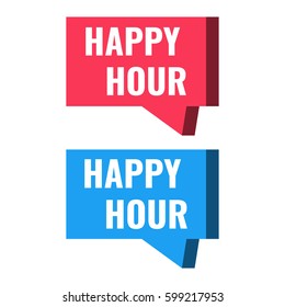Happy hour. Speech bubble icon. Vector illustration on white background.