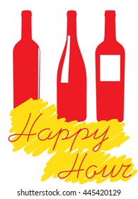 Happy hour. a stylized image of a wine bottle