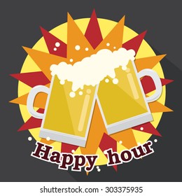 Happy hour toasting with beer