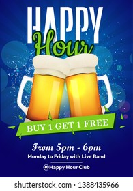 Happy Hour Vector Illustration Background for Poster, Banner, Sign Board, Promotion, Web.