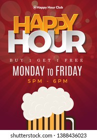 Happy Hour Vector Illustration Background for Poster, Banner, Sign Board, Promotion, Web.