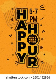 Happy Hour Vector Illustration Background for Poster, Banner, Sign Board, Promotion, Web.
