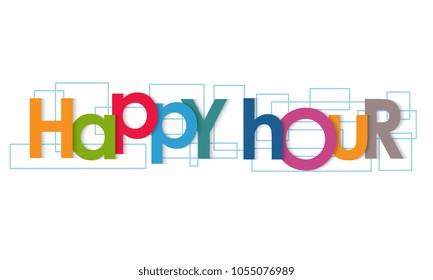 Happy hour vector letters